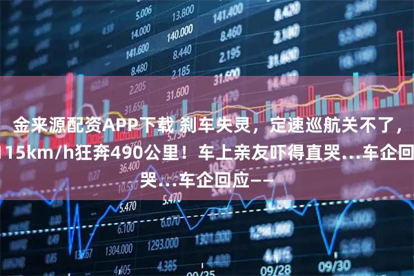 金来源配资APP下载 刹车失灵，定速巡航关不了，时速115km/h狂奔490公里！车上亲友吓得直哭…车企回应——